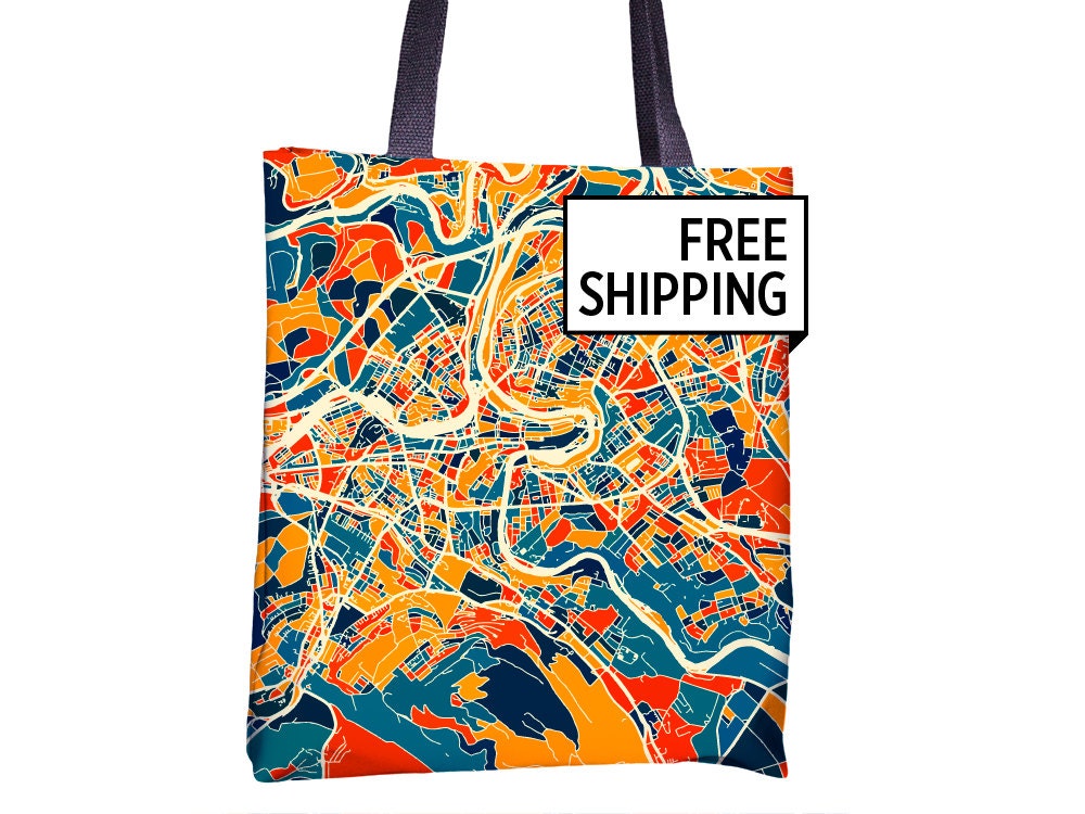 Bern Map Tote Bag Switzerland Map Tote Bag 15x15 Etsy