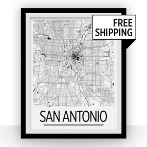 San Antonio carte série Art déco d'affiches - usa Map Print-
