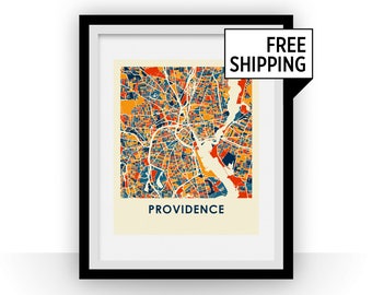 Stampa mappa di Providence RI - colore pieno Mappa Poster
