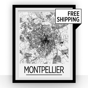 Montpellier Karte - Frankreich-Karte-Print - Art Deco Plakatserie
