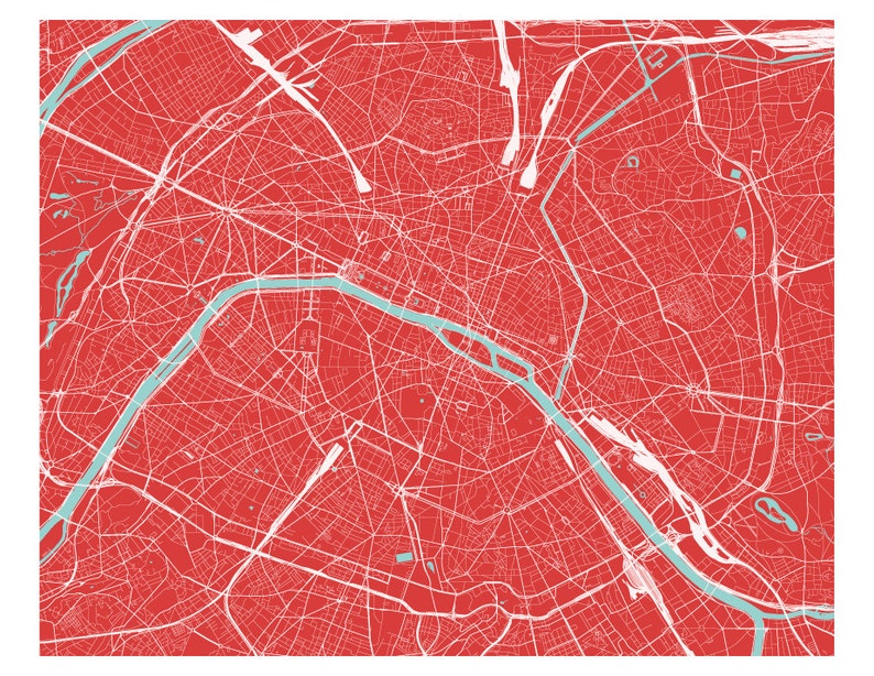 Paris Map Print Choose your color image 2