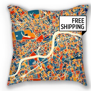 London Map Pillow - England Map Pillow 18x18