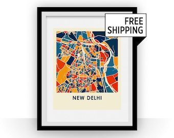 New Delhi Map Print - Full Color Map Poster