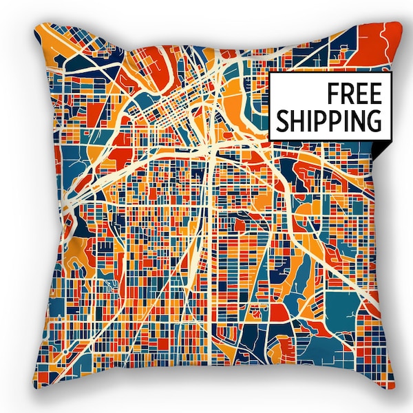 Fort Worth Map Pillow - Texas Map Pillow 18x18