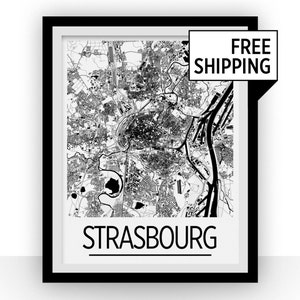 Strasbourg carte affiche - impression de carte de france - série Art déco