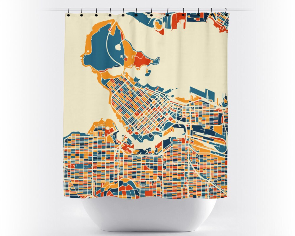 Vancouver Map Shower Curtain canada Shower Curtain Chroma Etsy Nederland