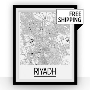 Riyadh Map Poster - saudi arabia Map Print - Art Deco Series