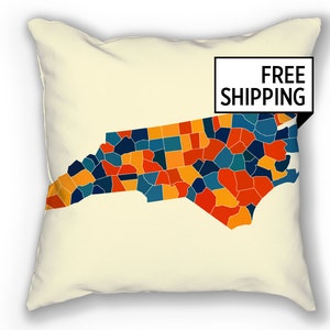 North Carolina Map Pillow - NC Map Pillow 18x18