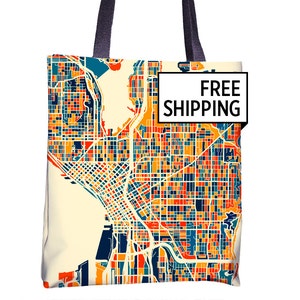 Seattle-carte cabas - sac Washington Carte 15 x 15
