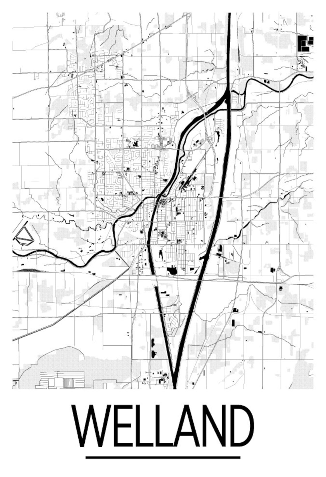 Welland Ontario Map Poster Ontario Map Print Art Deco Etsy