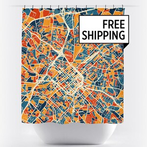 Charlotte Map Shower Curtain - usa Shower Curtain - Chroma Series
