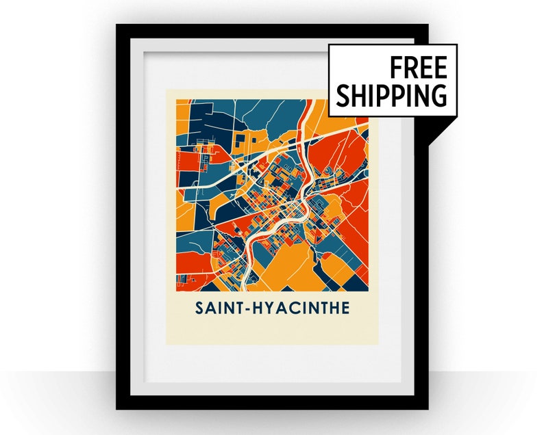 Saint Hyacinthe Quebec Map Print Full Color Map Poster Etsy
