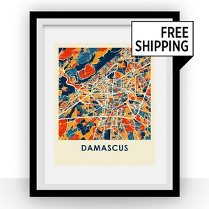 Damascus Map Print - Full Color Map Poster