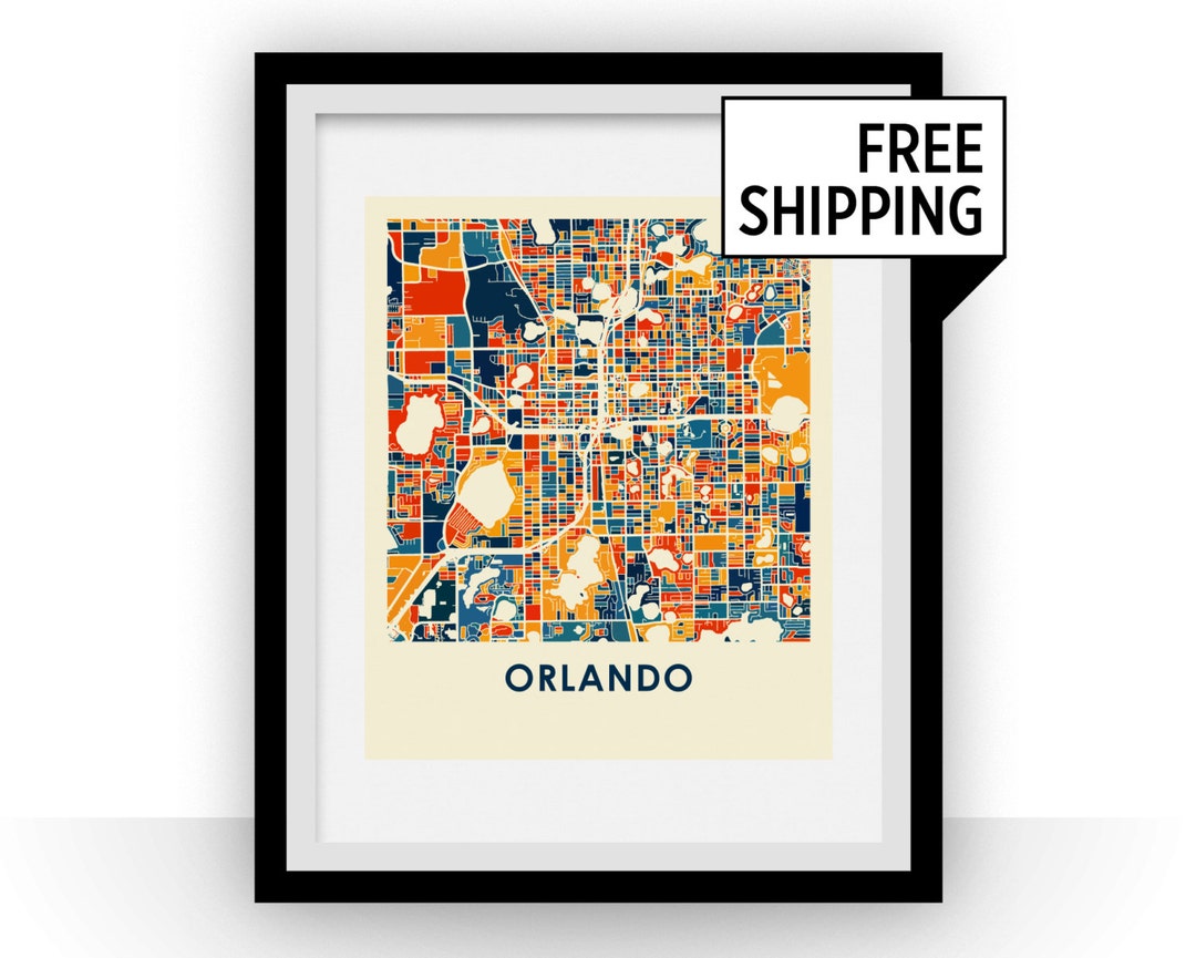 Orlando Map Print - Full Color Map Poster - Etsy