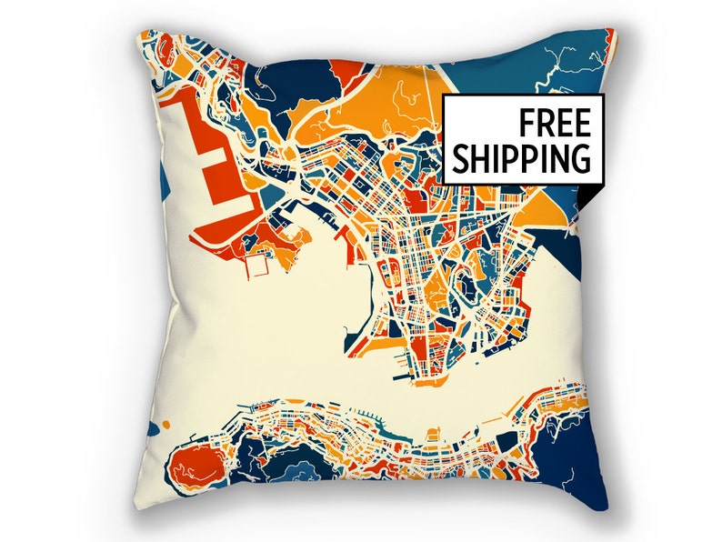 Hong Kong Map Pillow China Map Pillow 18x18 Etsy