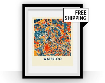 Waterloo Ontario Map Print - Full Color Map Poster