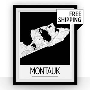 Montauk carte affiche - impression carte de New York - Art déco série