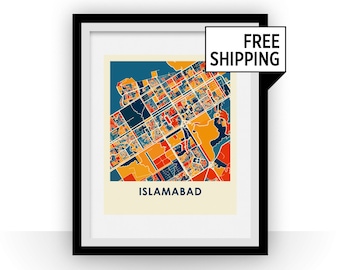 Islamabad Map Print - Full Color Map Poster