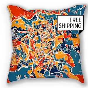 Jerusalem Map Pillow - Israel Map Pillow 18x18