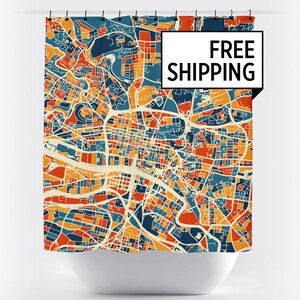 Glasgow Map Shower Curtain - uk Shower Curtain - Chroma Series