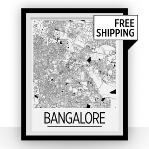 Bangalore Map Poster - india Map Print - Art Deco Series