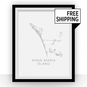 Anna Maria Island kaart zwart en wit Print - florida Black en White kaart afdrukken