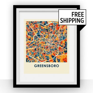 Greensboro Map Print - Full Color Map Poster