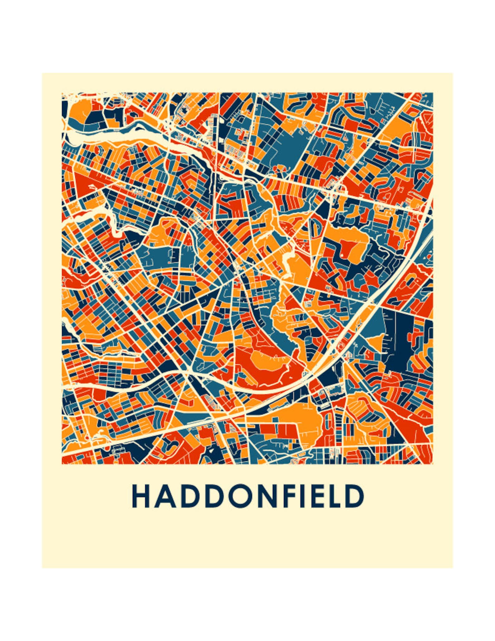 Haddonfield NJ Map Print Full Color Map Poster Etsy