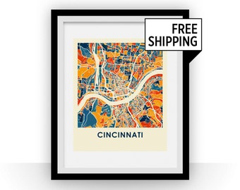 Cincinnati Map Print - Full Color Map Poster