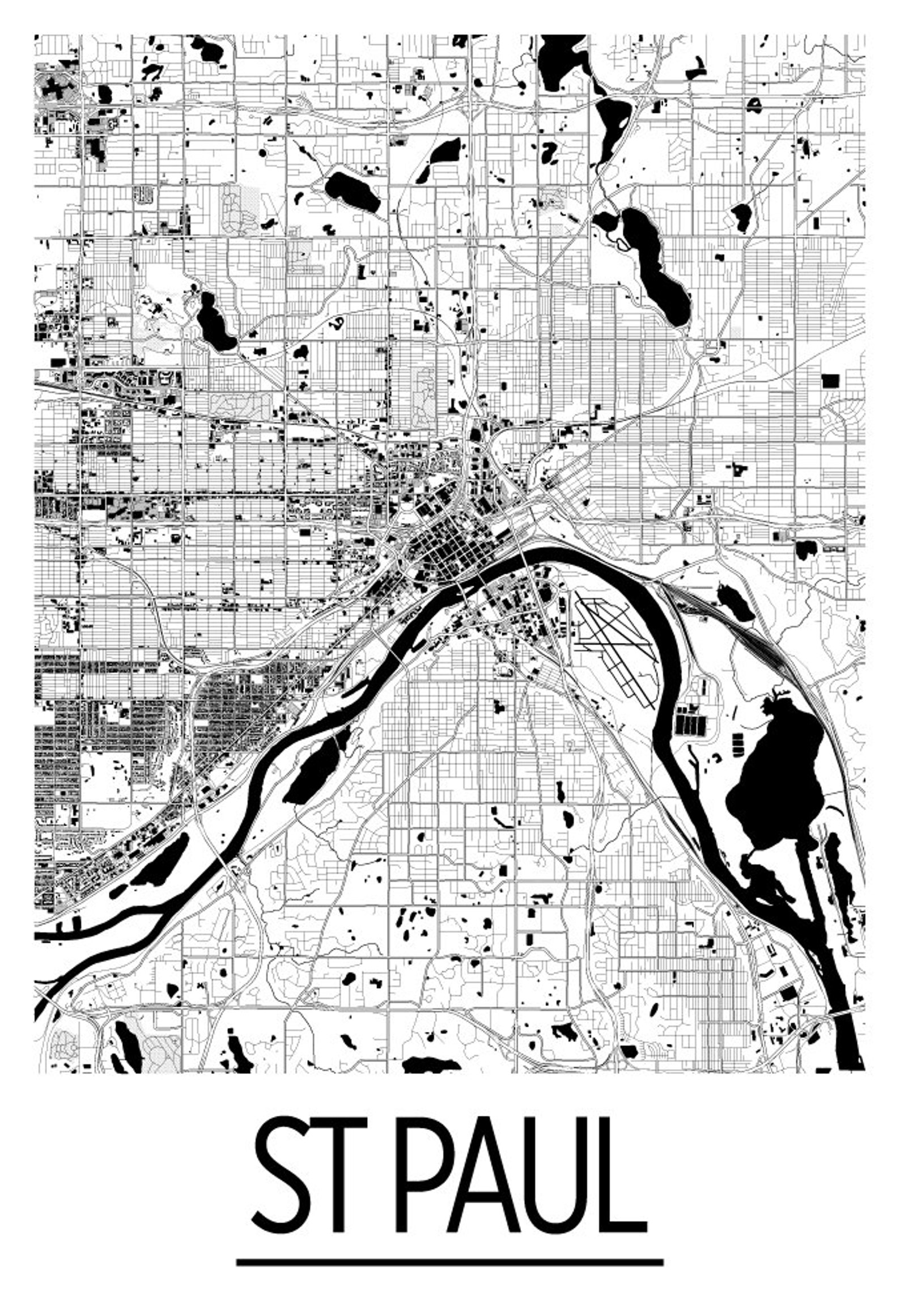 St Paul Map Poster Usa Map Print Art Deco Series - Etsy