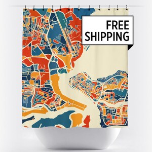 Lagos Map Shower Curtain - nigeria Shower Curtain - Chroma Series