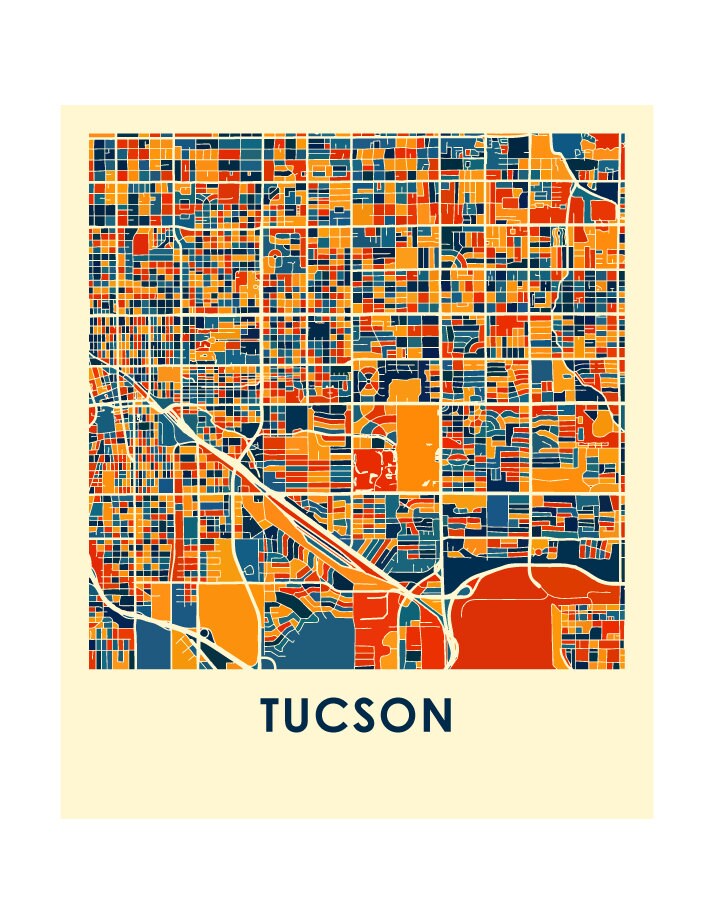 Tucson Map Print Full Color Map Poster - Etsy