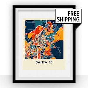 Santa Fe Map Print - Full Color Map Poster