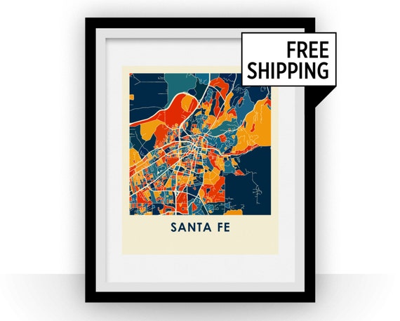 Santa Fe Map Print - Full Color Map Poster