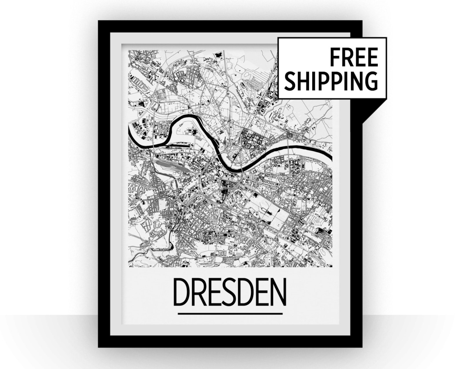 Dresden Map Poster Germany Map Print Art Deco Series | Etsy