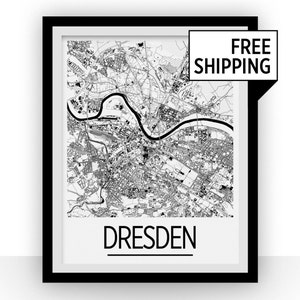 Dresden Map Poster - germany Map Print - Art Deco Series