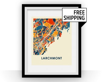Larchmont NY Map Print - Full Color Map Poster