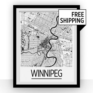 Winnipeg Map Poster - manitoba Map Print - Art Deco Series