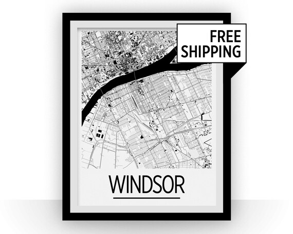 Windsor Ontario Map Poster Ontario Map Print Art Deco | Etsy