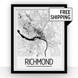 Richmond - Usa Karte Drucken - Poster Art Deco Kartenwerke