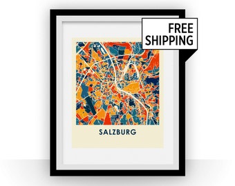 Salzburg Map Print - Full Color Map Poster