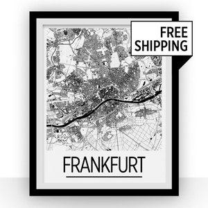 Frankfurt Map Poster - germany Map Print - Art Deco Series