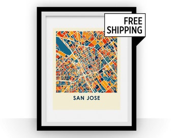 San Jose Map Print - Full Color Map Poster