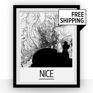 Bonito mapa Poster - impresión de mapa de Francia - Art Deco serie