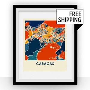 Caracas kaart afdrukken - Full Color kaart Poster