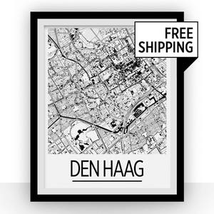 Den Haag Karte - Niederlande Karte Print - Art-Deco-Plakatserie
