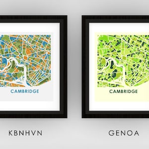 Cambridge MA Map Print - Full Color Map Poster - Etsy