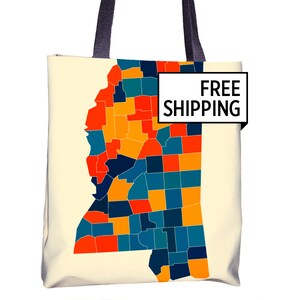Mississippi carte cabas - sac cabas en MS carte 15 x 15