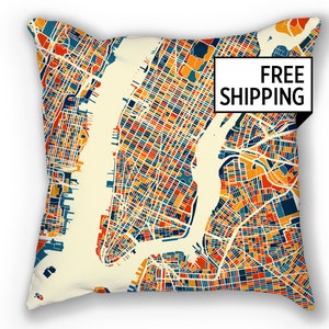 New York City Map Pillow - New York Map Pillow 18x18