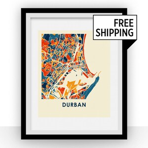 Durban Map Print - Full Color Map Poster